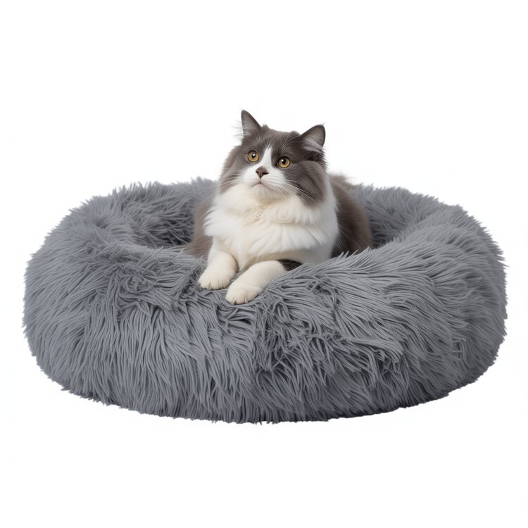 Pecco Ronde mand voor hond en kat - 60 cm - Lichtgrijs fluffy
