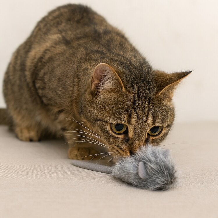 Echt lijkende muis als kattenspeeltje