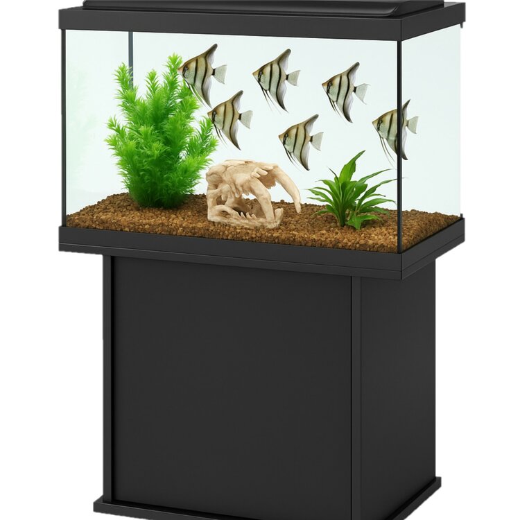 Zwart aquarium met schedelornament