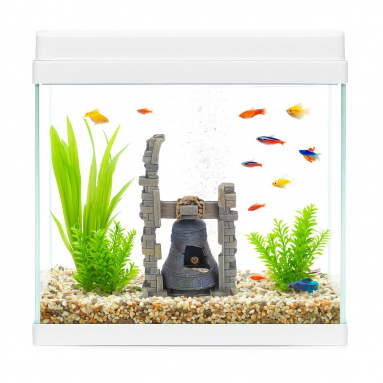 Klok ornament in wit aquarium