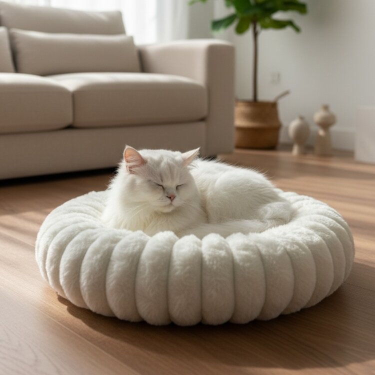 Pecco Ronde mand voor hond en kat - 50 cm - Wit rib