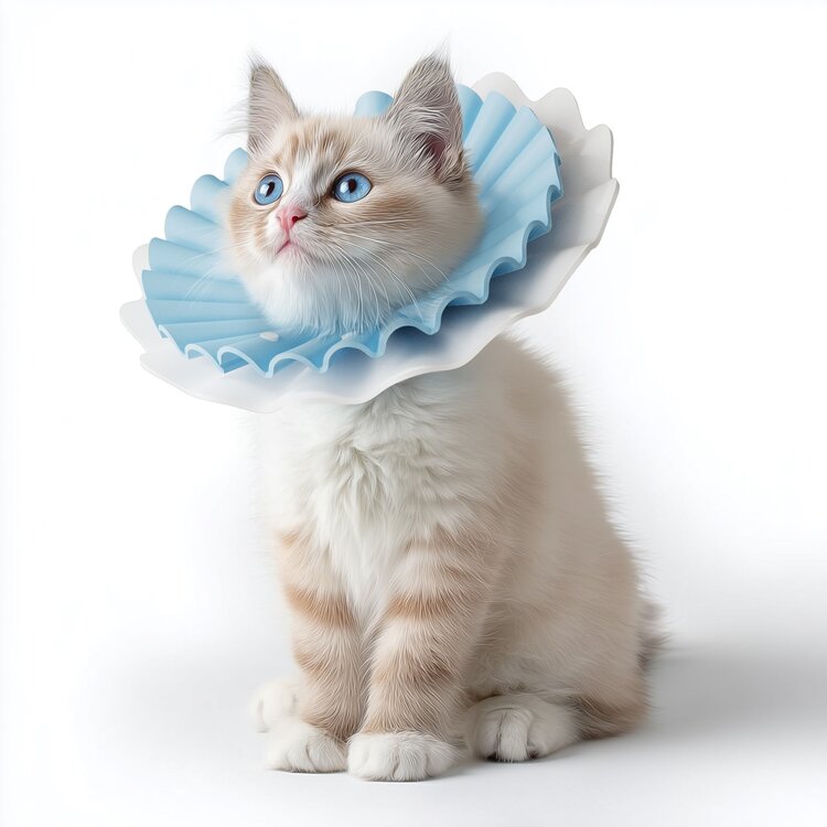 Aino Zachte beschermkraag voor kleine kat of kitten - Blauw - Maat S