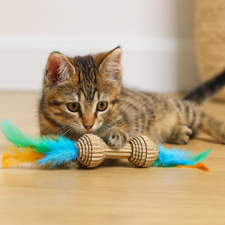 Nobleza Kattenspeeltje van karton met veren