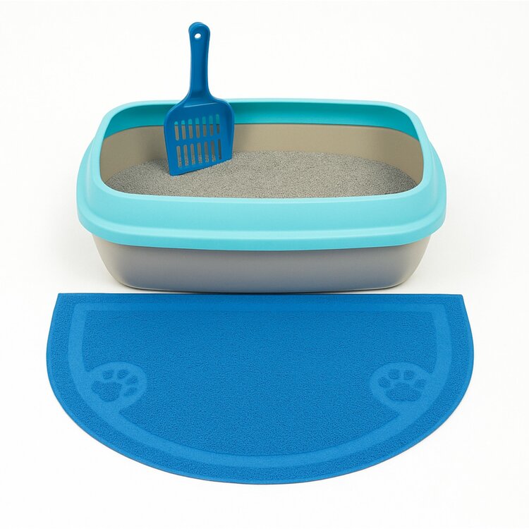 mat voor de kattenbak grijs