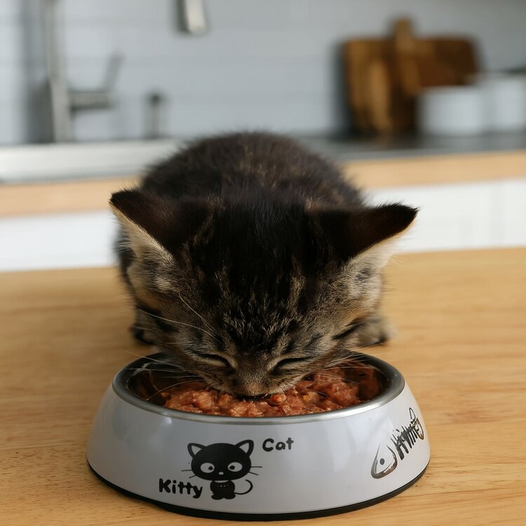 Voerbak voor katten en kittens grijs