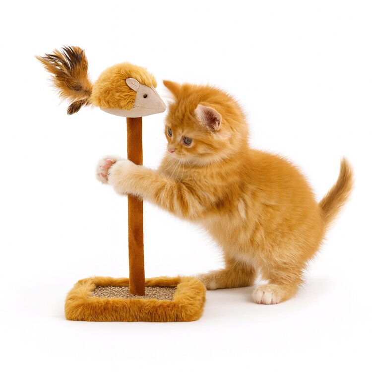 Kattenspeeltje muis op standaard