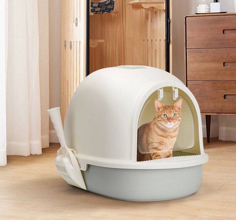 Nobleza Gesloten kattenbak met schepje - Maat L - Grijs