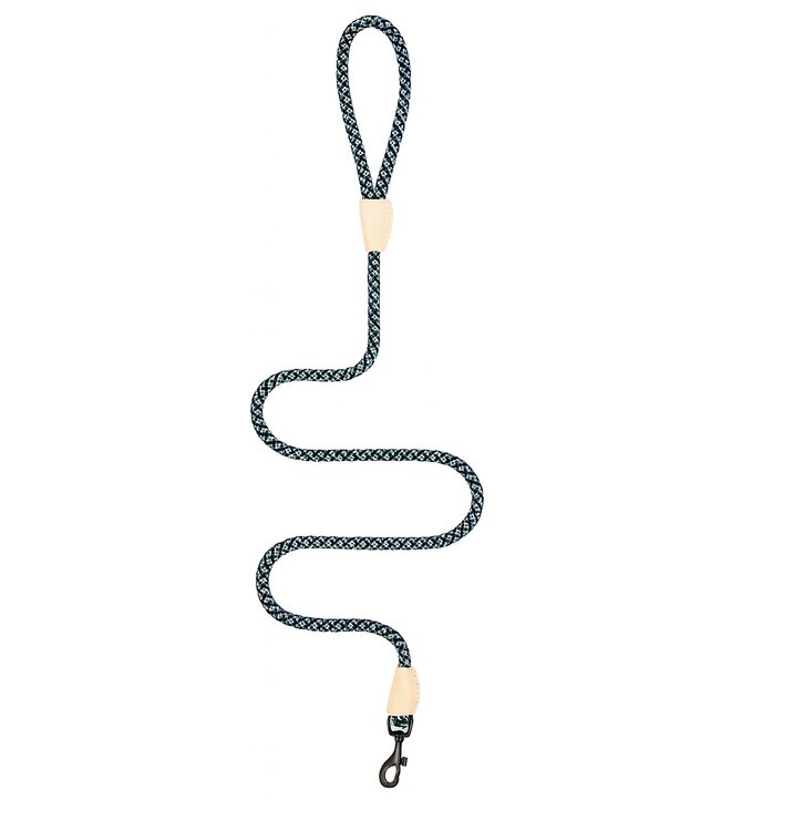 Nobleza Hondenriem rond - Zwart / blauw  polyester met leer - Lengte 130 cm