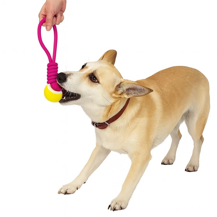Honden speeltouw met bal van goede kwaliteit