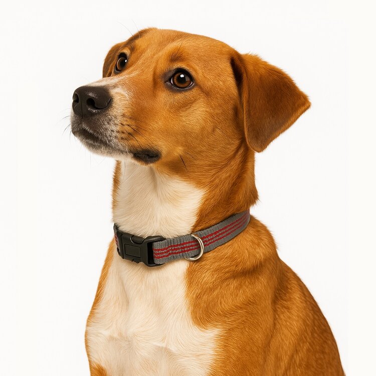 Klikhalsband voor middelgrote hond. Soepel Nylon. Reflecterend