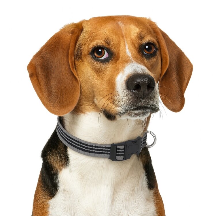 Reflecterende honden klikhalsband grijs met zwart