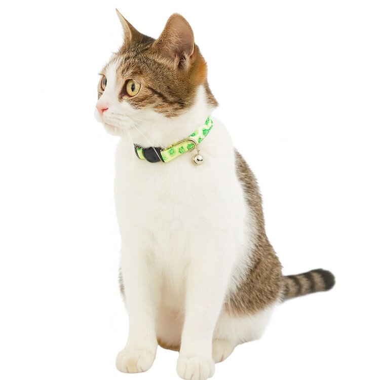 Nobleza Kattenhalsband met belletje - Lichtgroen
