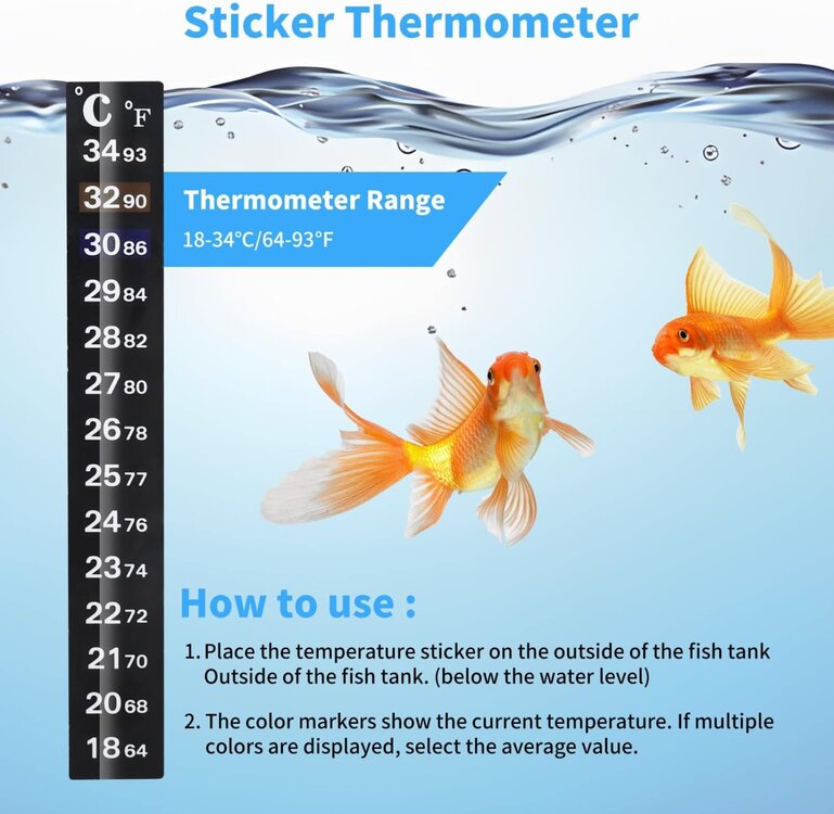 Nobleza Aquarium thermometer - Plakbare strip