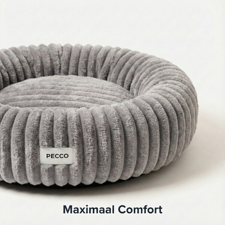 Luxe lichtgrijze hondenmand van Pecco rond 100 cm met antislip onderkant