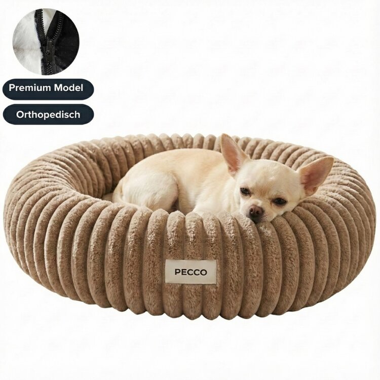 Pecco Luxe mand voor hond en kat - Orthopedisch - Rond 50 cm - Beige rib