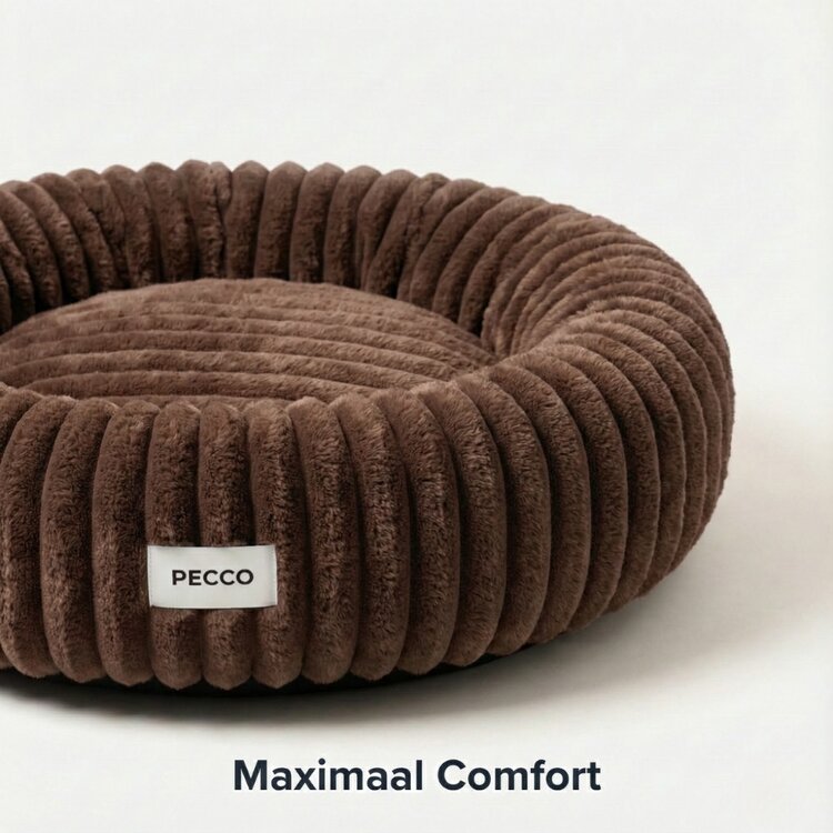 Pecco Luxe hondenmand - Orthopedisch - Rond 70 cm - Bruin rib