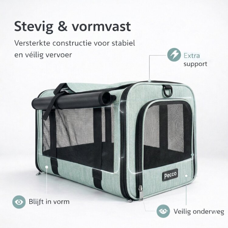 Pecco luxe draagtas voor hond en kat tot 9 kg - Groen - 48x30x30 cm