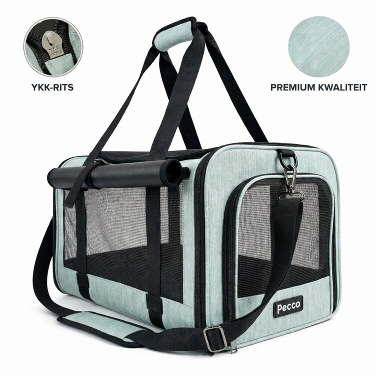 Pecco luxe draagtas voor hond en kat tot 9 kg groen
