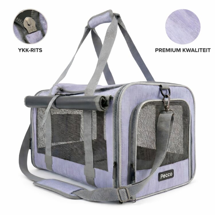 Pecco luxe draagtas voor hond en kat tot 9 kg - Paars - 48x30x30 cm