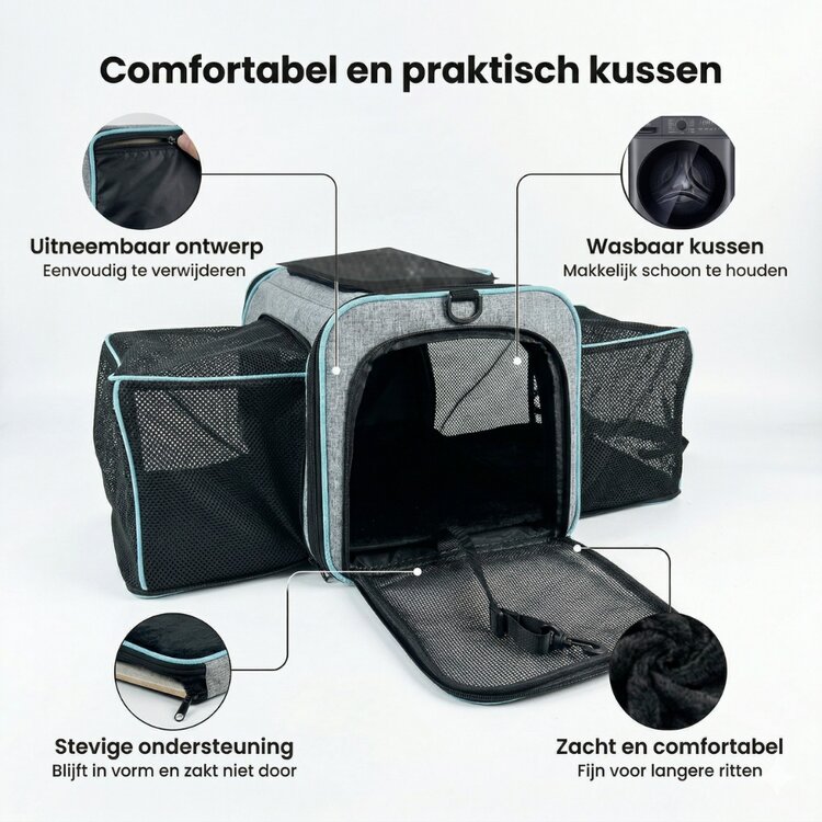 Kattentas met extra ruimte