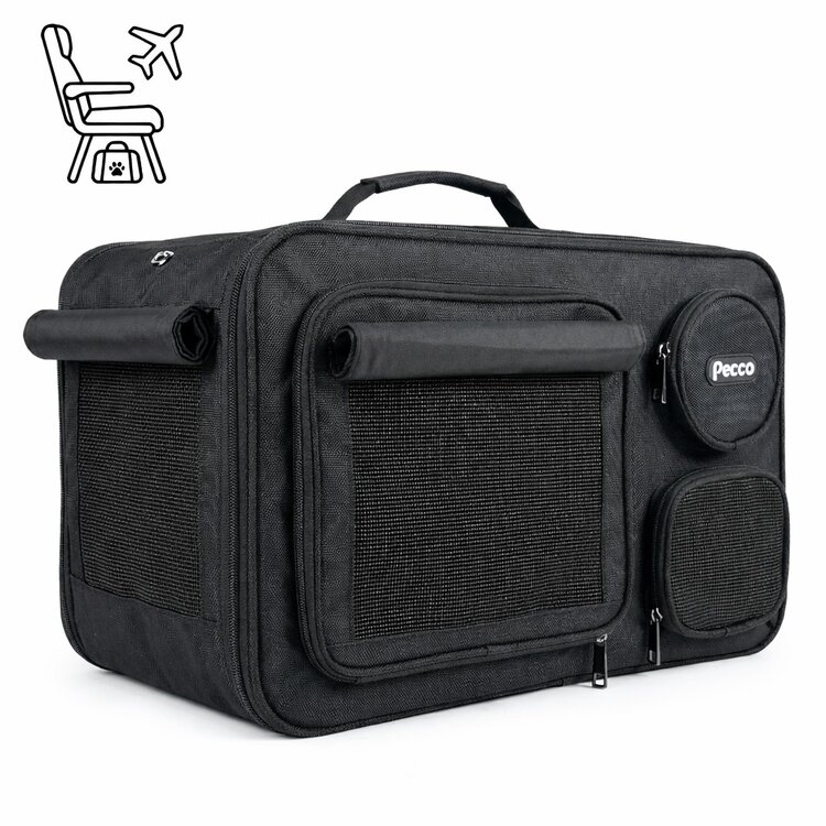 Pecco Reistas voor hondje en kat tot 8 kg - Luchttransport - Zwart