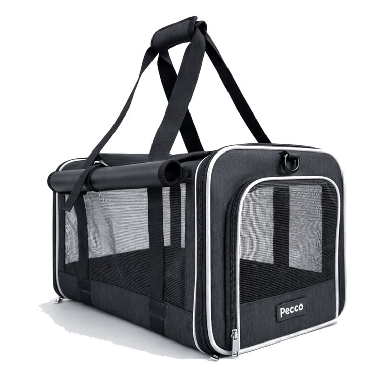 Pecco luxe draagtas voor hond en kat tot 9 kg - Zwart - 48x30x30 cm