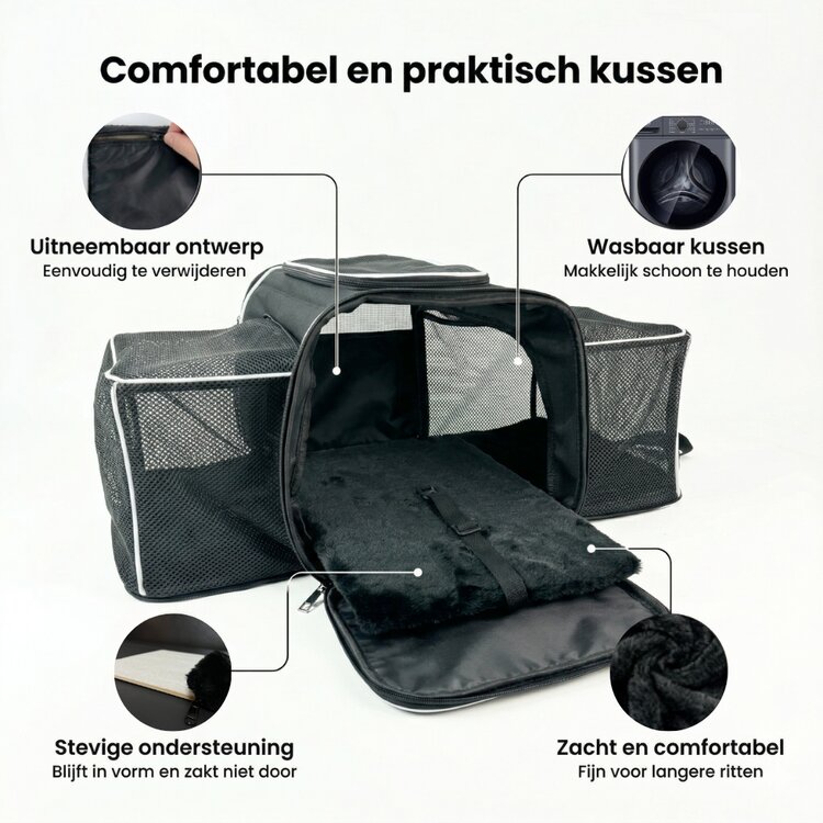 Uitbreidbare draagtas kat