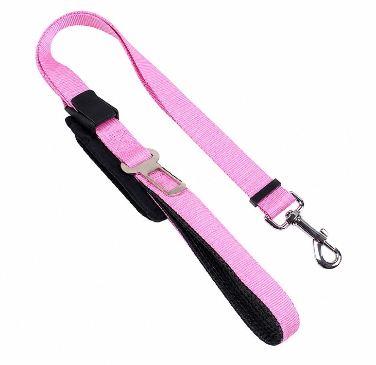 Nobleza Honden autogordel met handvat - Roze - Lengte verstelbaar