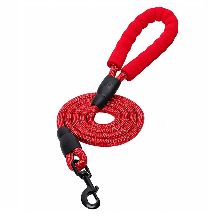 Hondenriem rond gevlochten rood 