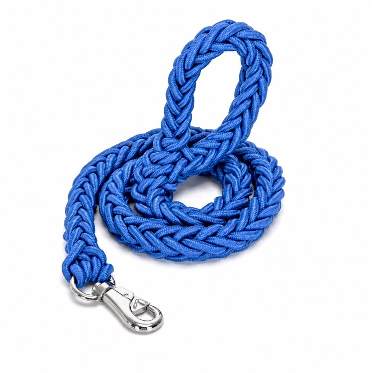 Nobleza Dikke hondenriem gevlochten touw - Blauw - Lengte 120 cm - Diameter 3 cm