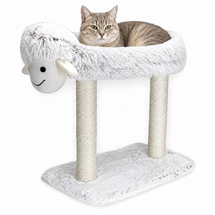 Nobleza Kattenmeubel met mand - Wit - Fluffy schaap - 50 cm