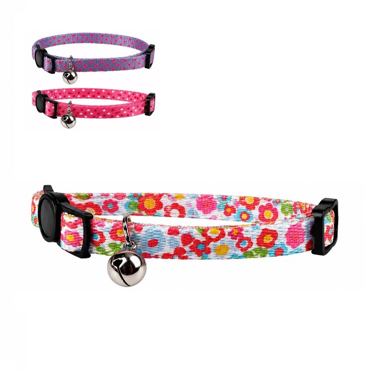 Nobleza Kattenhalsbandje met belletje - Roze / paars - Veiligheidssluiting