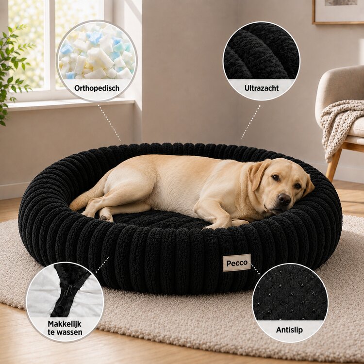 Pecco Premium orthopedische hondenmand 100 cm zwart