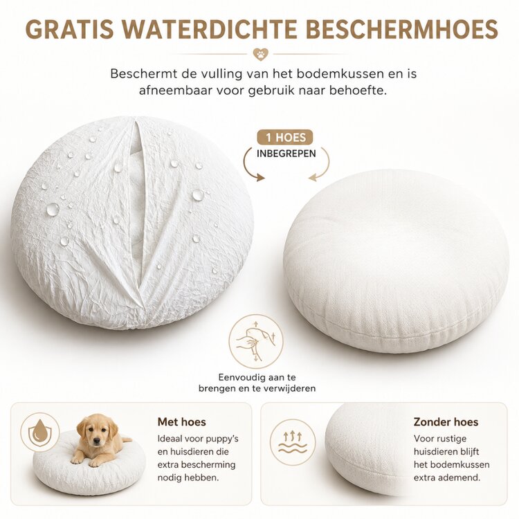 Pecco Premium orthopedische hondenmand - 60 cm - Beige - 2 In 1