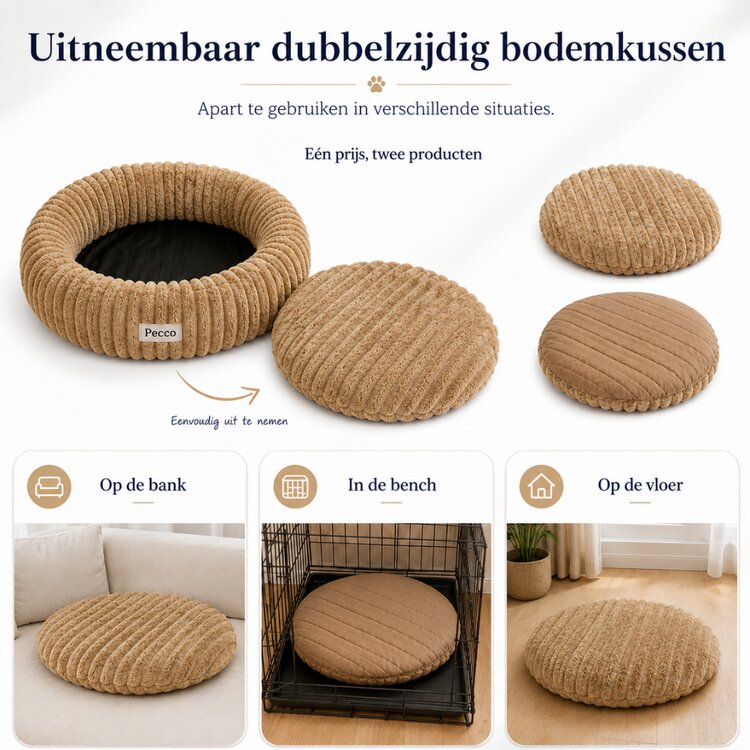 Orthopedische hondenmand met dubbelzijdig uitneembaar bodemkussen
