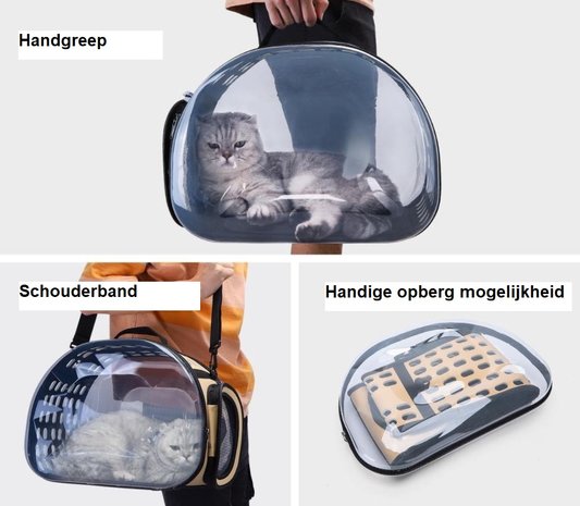 Reistas is voorzien van transparante zijkanten, waardoor je huisdier overal van het uitzicht genieten