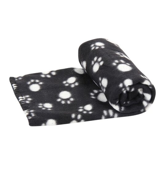 Nobleza Huisdierdeken - Fleece - Zwart met pootafdruk - Maat S - 75x75 cm