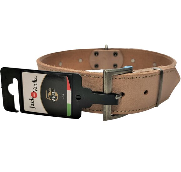 Jack and Vanilla Hondenhalsband - Leer - Naturel - 65 cm