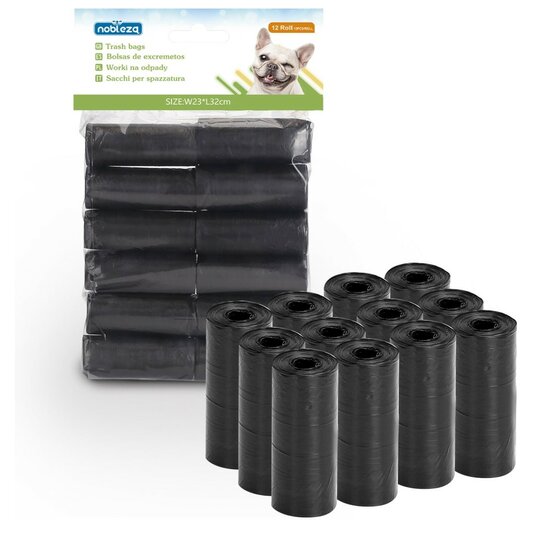Nobleza Hondenpoepzakjes - 12 Rollen - 180 Poepzakjes - Zwart