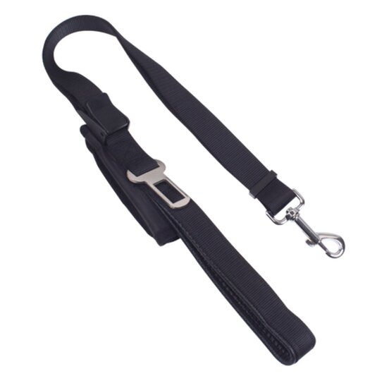 Nobleza Honden autogordel met handvat - Zwart