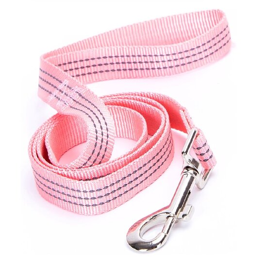 Nobleza Hondenriem - Nylon - Reflecterend - Roze - Plat