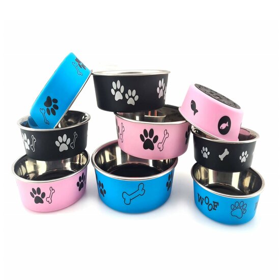 Voerbak met dubbele wand RVS met een leuk design voor honden of katten
