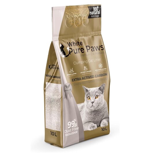 White Pure Paws - kattenbakvulling - Bentoniet - Carbon - 10L