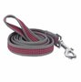 Nobleza Hondenriem - Soepel Nylon - Grijs / rood - Reflecterend - Lengte 120 cm - Breedte 2 cm