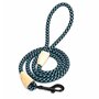 Nobleza Hondenriem - Rond - Polyester met leer - Zwart / blauw - Lengte 130 cm