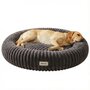 Pecco Luxe orthopedische hondenmand 100 cm in donkergrijs ribstof voor grote honden
