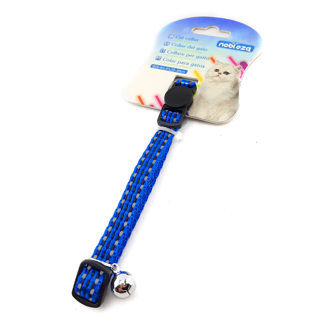 Nobleza kattenhalsband - Halsband kat veiligheidssluiting - Kittenhalsband met belletje - Reflecterend - Blauw