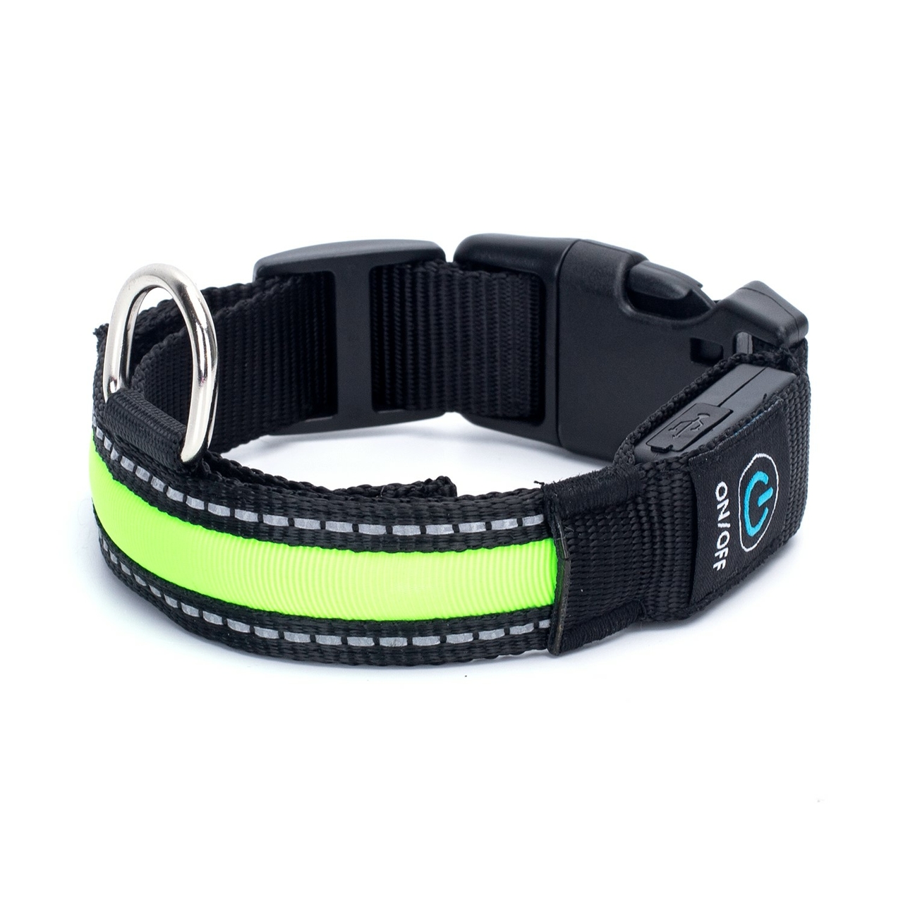 Nobleza Verlichte hondenhalsband - veiligheidsverlichting - oplaadbaar - Geel groen - XS