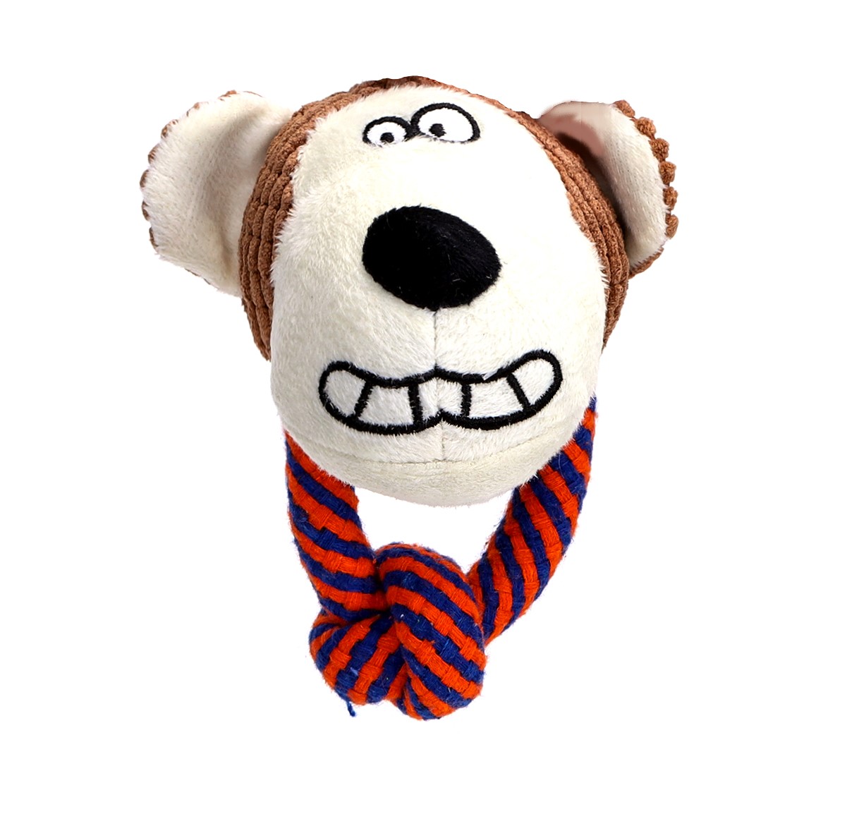 Nobleza Pluche hondenspeelgoed - pluche beer - speeltouw met knuffel - 23 cm - Wit