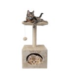Krabpaal beige met huisje en ligplaats 60cm Krabpaal beige met huisje en ligplaats 60cm